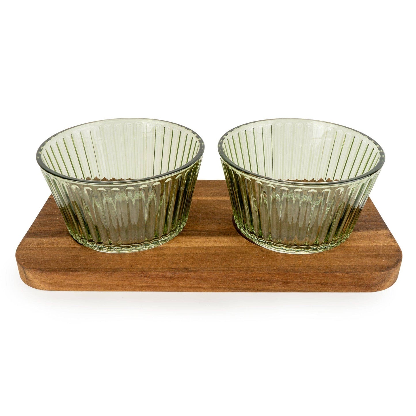 Round Glass Dishes on Mango Wood Tray