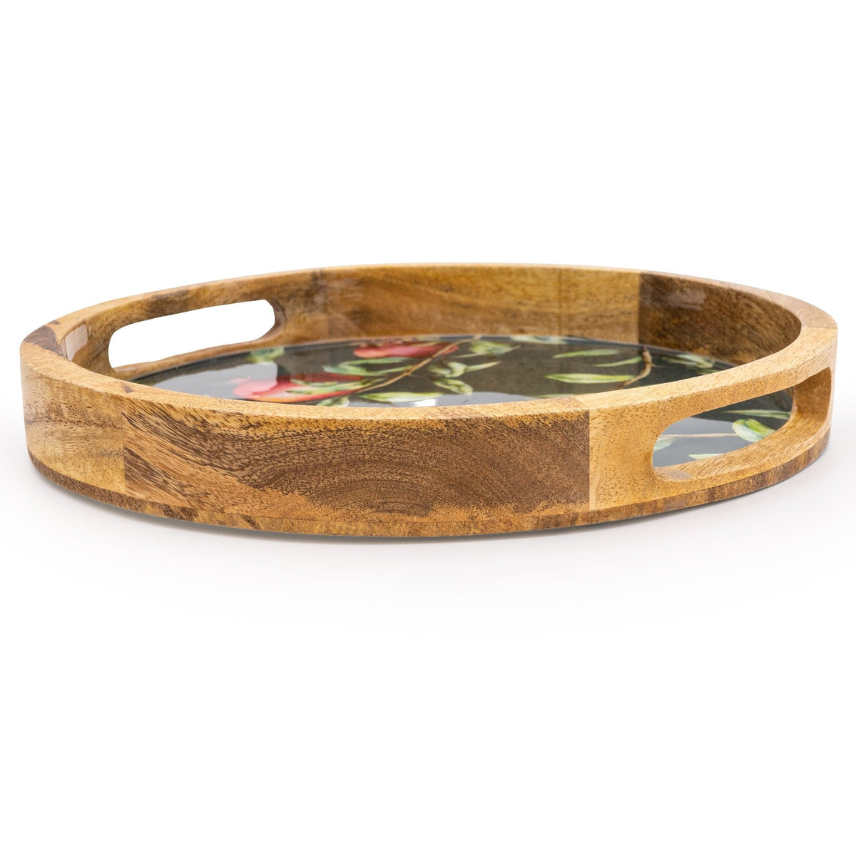 Handcrafted Pomegranate Round Wooden Tray