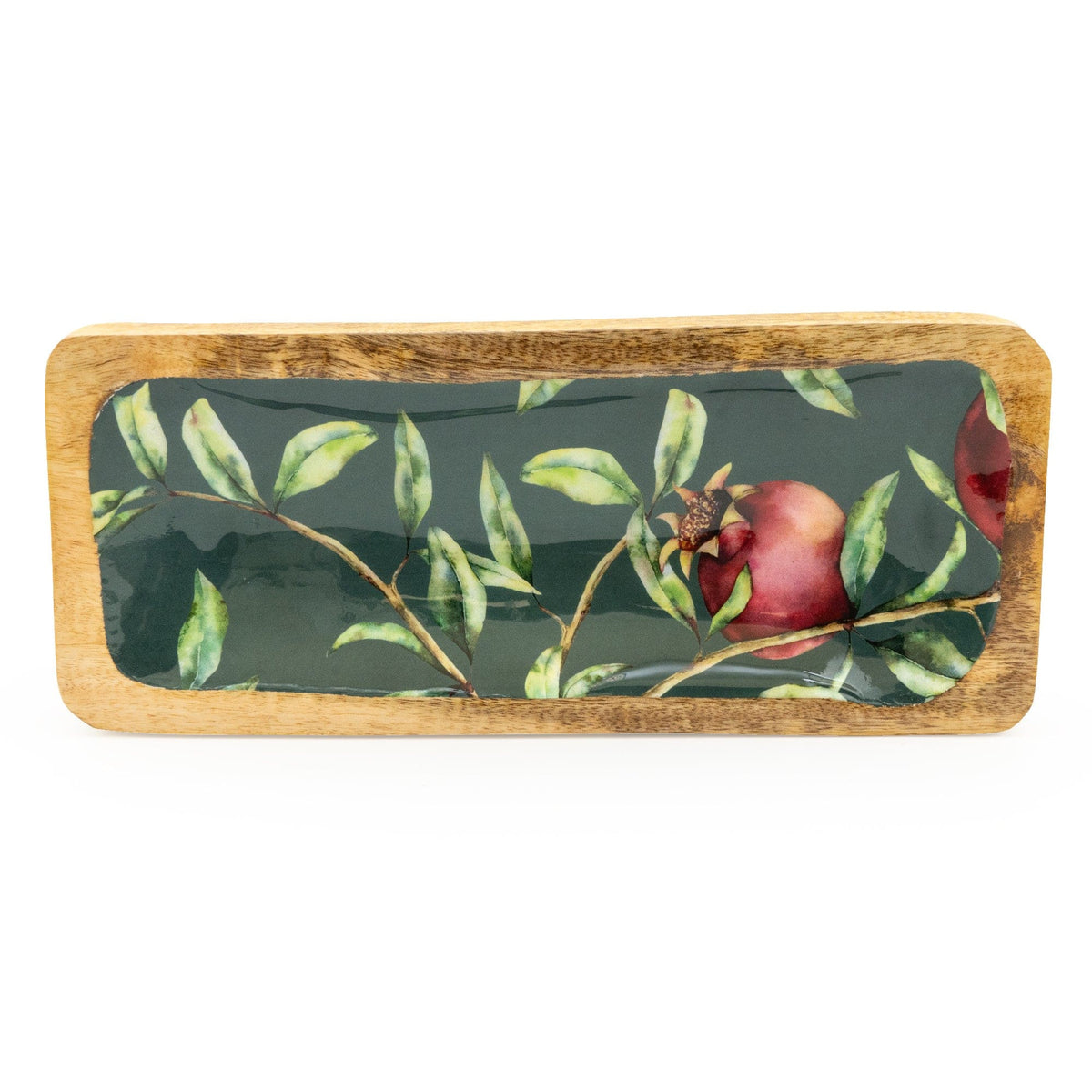 Pomegranate Enamelled Mango Wooden Dish