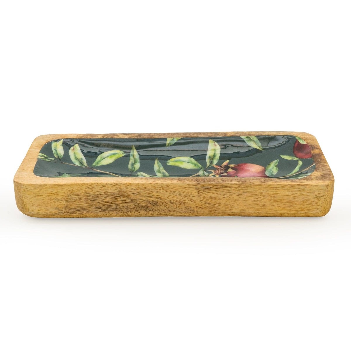Pomegranate Enamelled Mango Wooden Dish