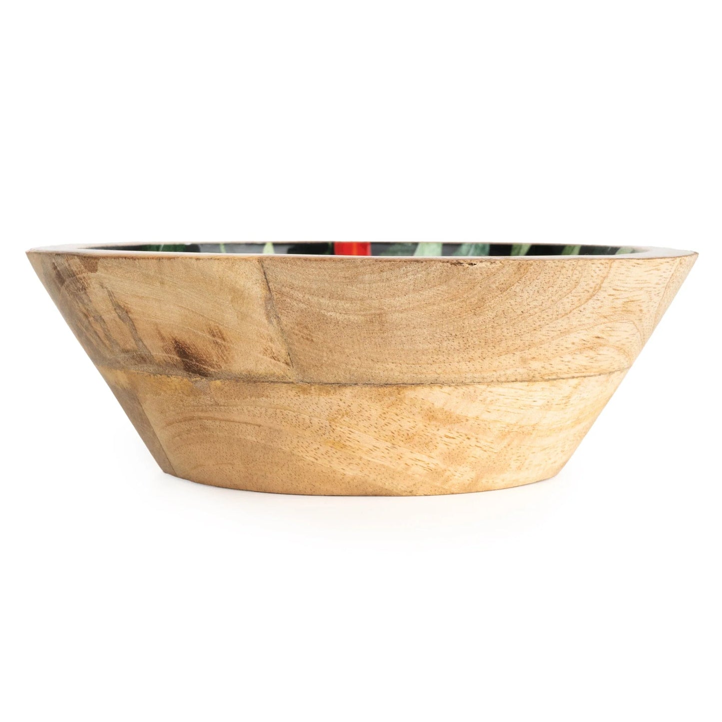 Handcrafted Round Chilli patterned Mango Wood Bowl