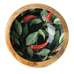 Handcrafted Round Chilli patterned Mango Wood Bowl