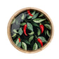 Handcrafted Round Chilli patterned Mango Wood Tray