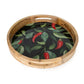 Handcrafted Round Chilli patterned Mango Wood Tray