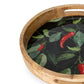 Handcrafted Round Chilli patterned Mango Wood Tray