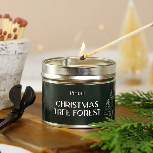 Christmas Tree Forest Medium Tin Candle