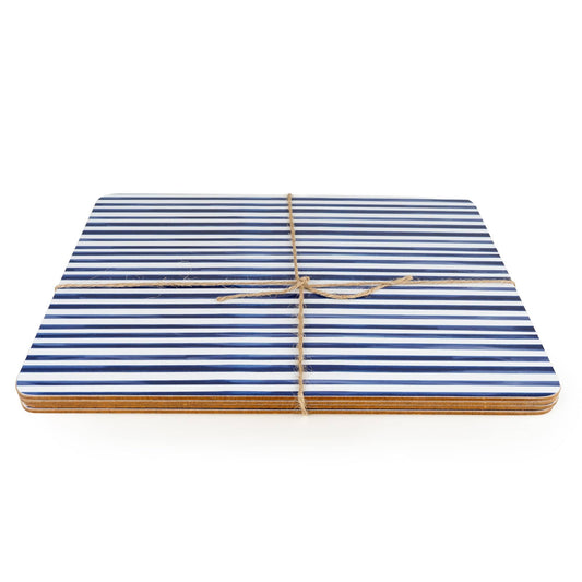 Jeff Banks Set of 4 Leafy Stripes Blue Placemats