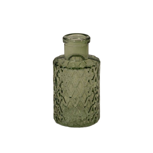 Vintage Green Mini Geometric Glass Bottle