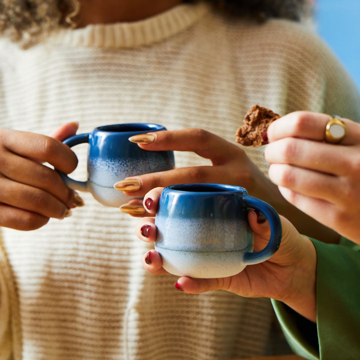 Blue Mojave Glaze Espresso Cups. Set Of Two.