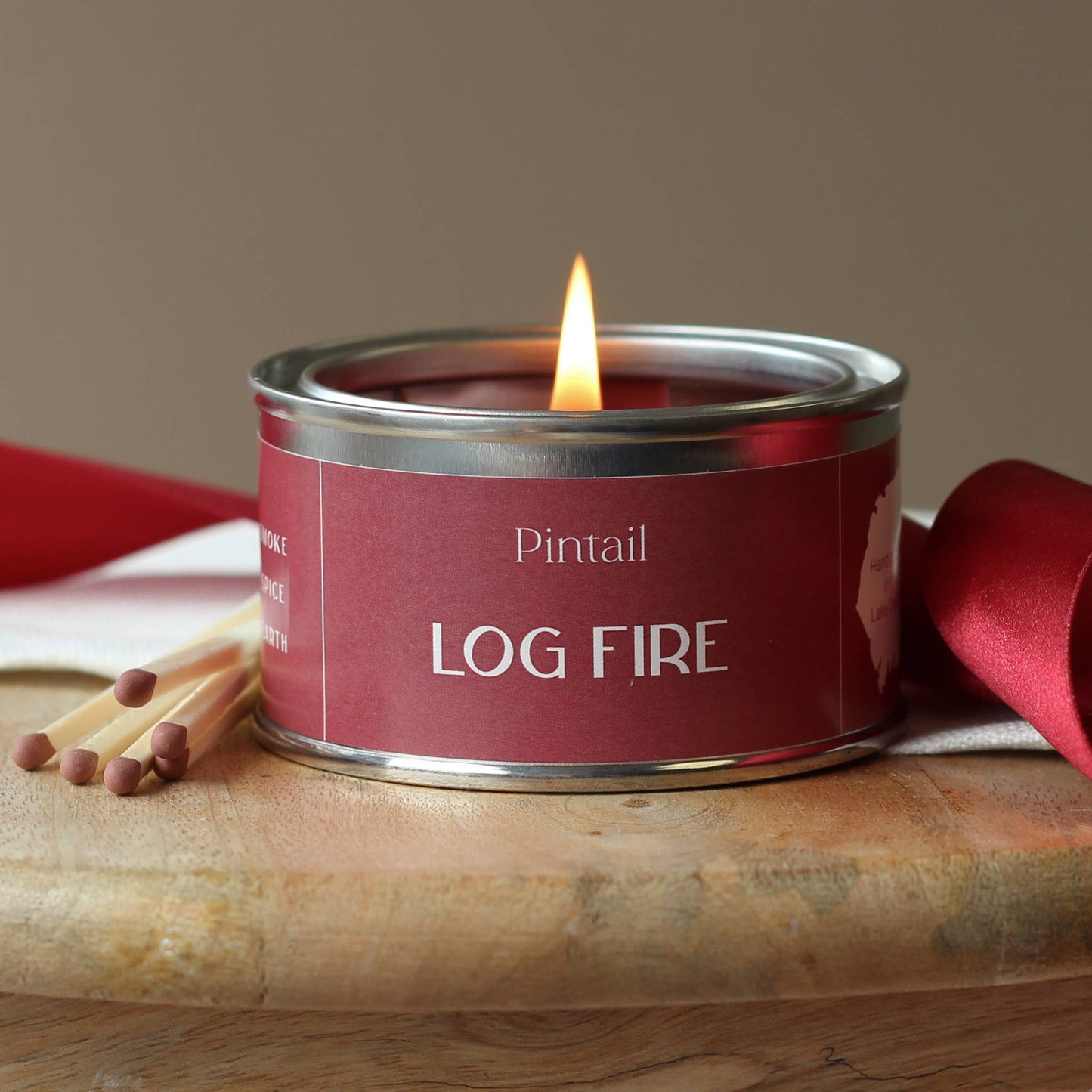 Log Fire Paint Pintail Pot Candle