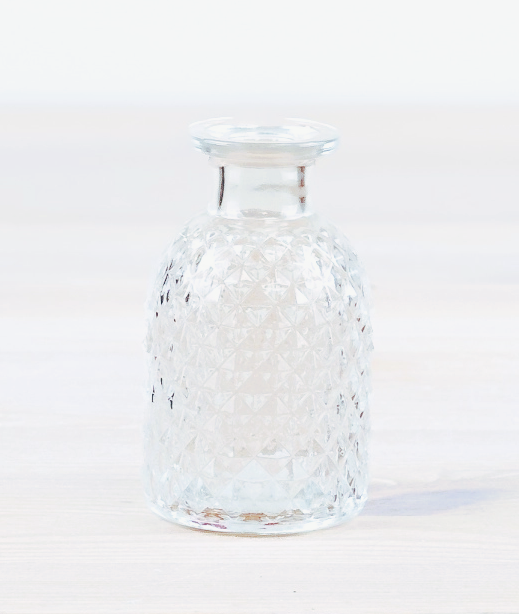 Clear Patterned Glass Flower Vase