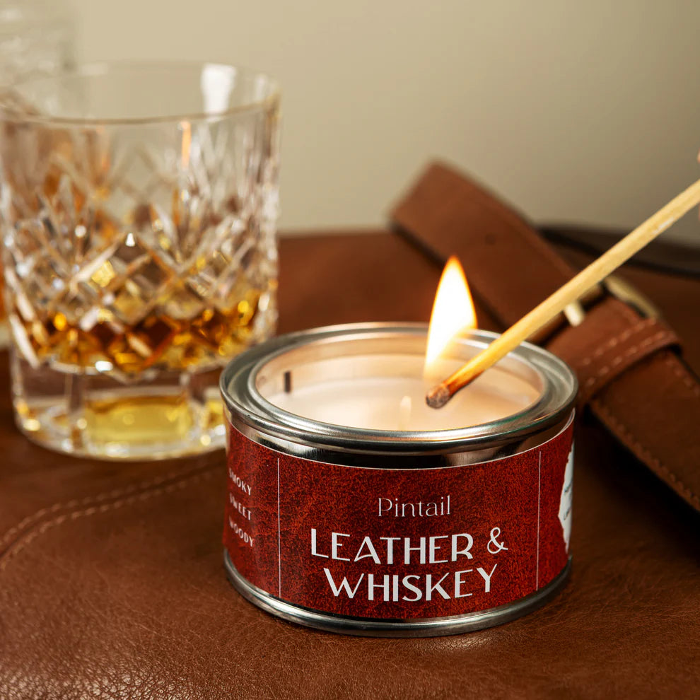 Leather & Whiskey Pintail Paint Pot Candle