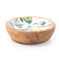 Handcrafted Round Lemon patterned Mango Wood Dish