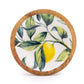 Handcrafted Round Lemon patterned Mango Wood Dish
