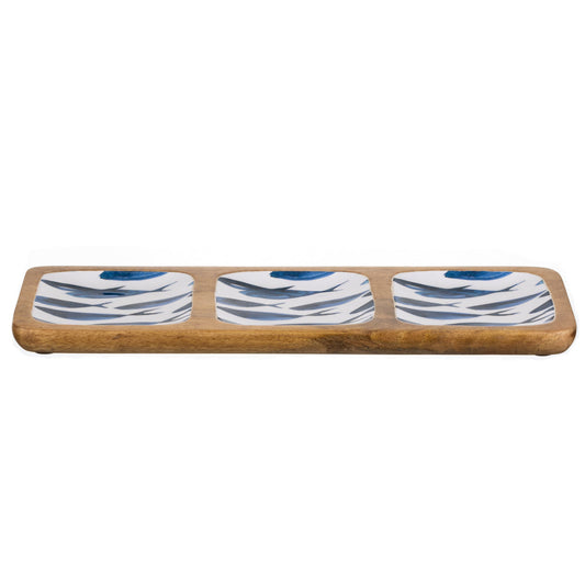 Ocean Fish Mango Wood Three Square Tray