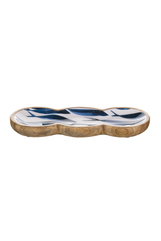 Ocean Fish Mango Wood Round Trio Tray