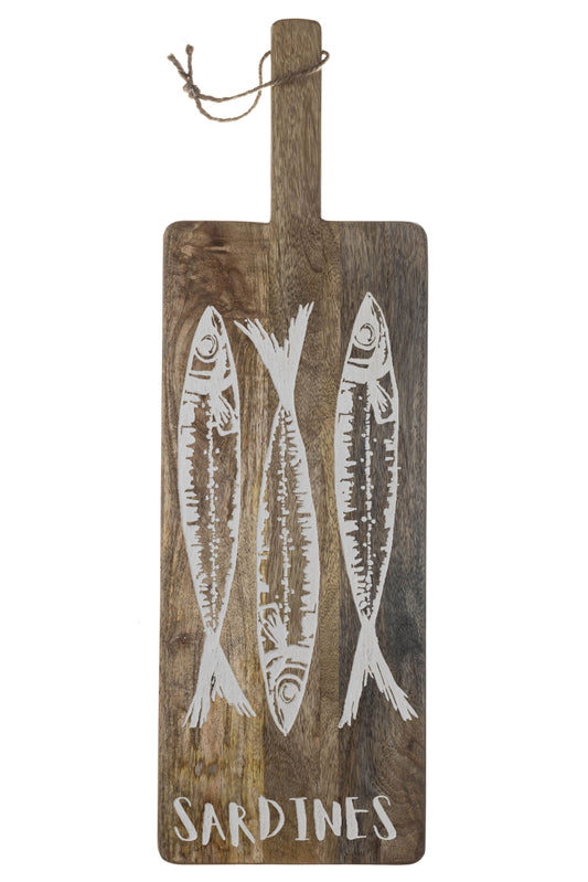 Etched Sardine Mango Wood Large Board