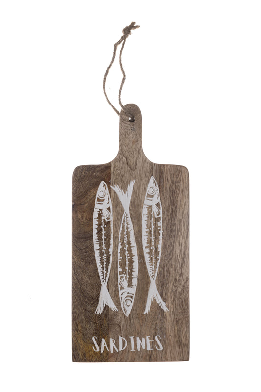 Etched Sardine Mango Wood Small Board