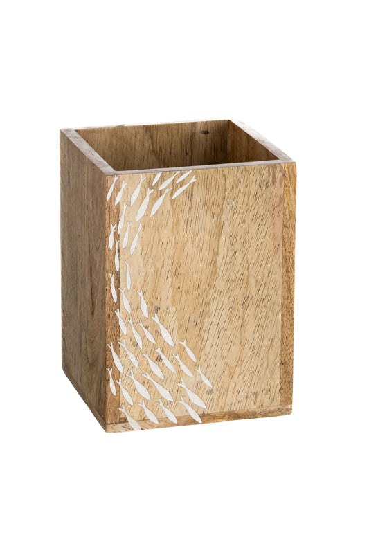 Etched Shoal Mango Wood Caddy