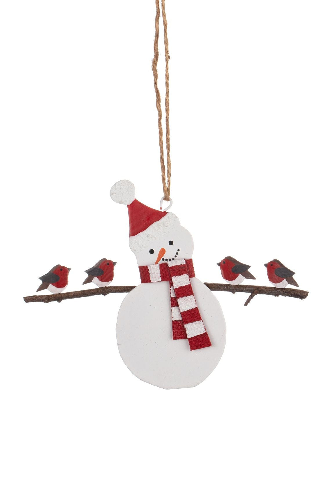 Snowman Holding Robins