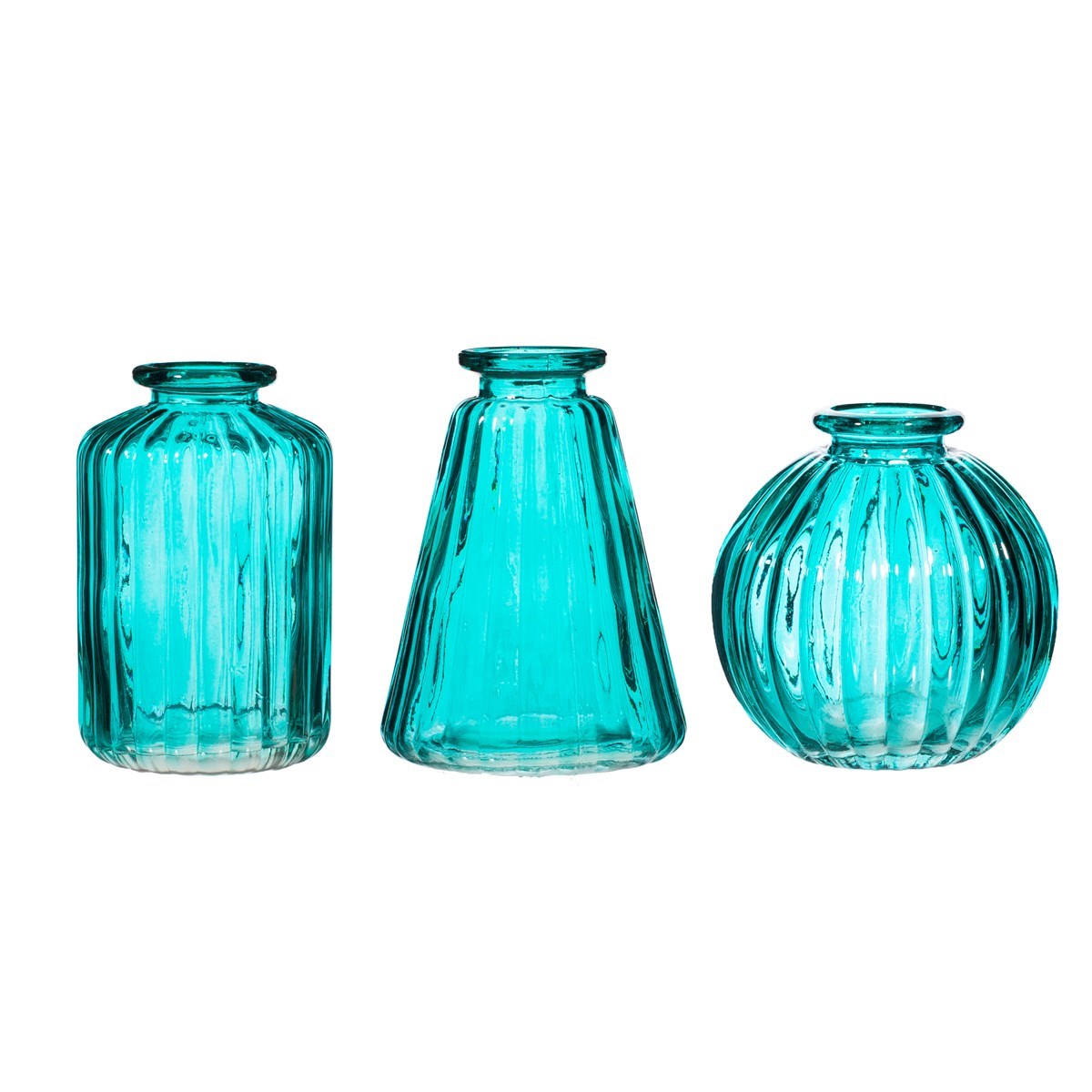 Turquoise Blue Glass Bud Vases