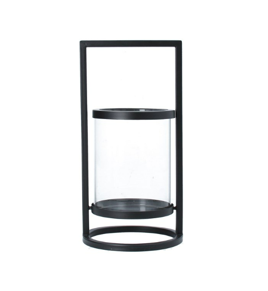 Black Metal and Glass Lantern